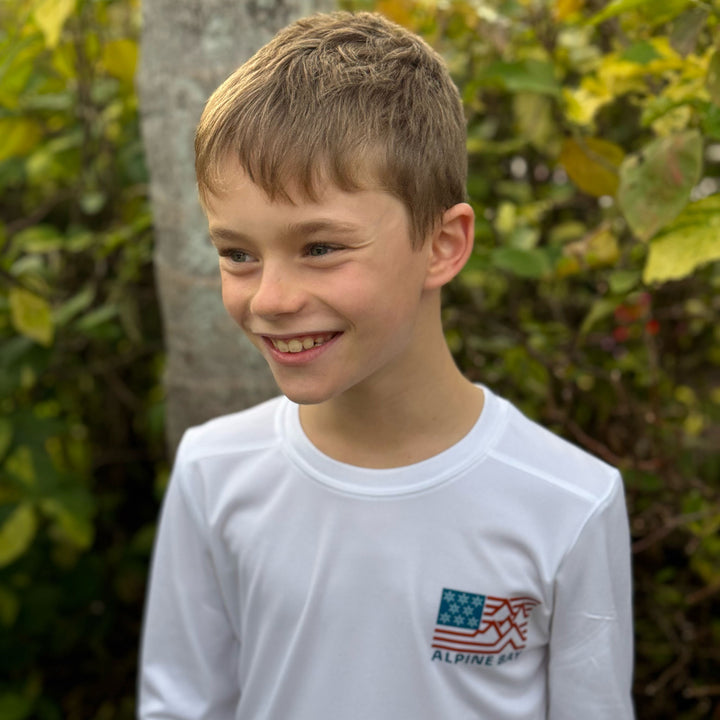 Red, White, & Snow - UV Long-Sleeved Youth Performance Tee